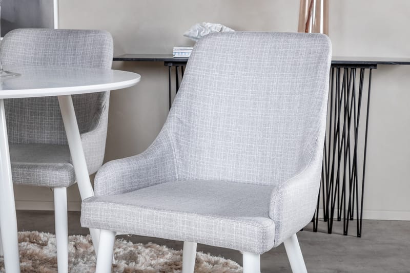 Ridones Matgrupp 100 cm Rund inkl 4 Ridones Stolar - Vit/Grå - Möbler - Matplats - Matgrupp & matbord med stolar