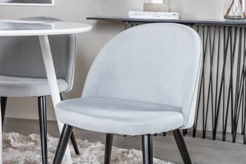 Ridones Matgrupp 100 cm Rund inkl 4 Valeri Manchesterstolar - Vit/Grå - Möbler - Matplats - Matgrupp & matbord med stolar