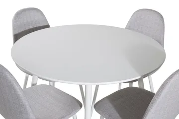 Ridones Matgrupp 100 cm Rund inkl 4 Ypas Stolar - Vit/Grå - Möbler - Matplats - Matgrupp & matbord med stolar