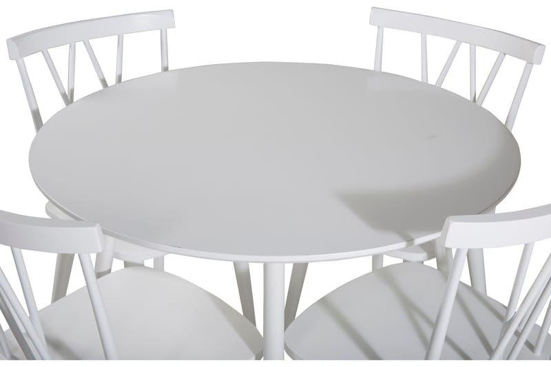Ridones Matgrupp 100 cm Rund inkl 4 Ypas Stolar - Vit/Grå - Möbler - Matplats - Matgrupp & matbord med stolar