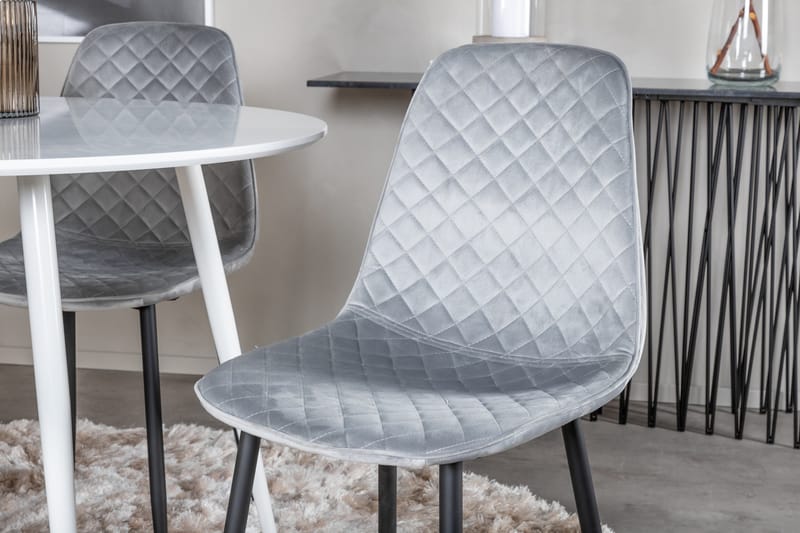 Ridones Matgrupp 100 cm Rund inkl 4 Ypas Stolar - Vit/Grå/Svart - Möbler - Matplats - Matgrupp & matbord med stolar