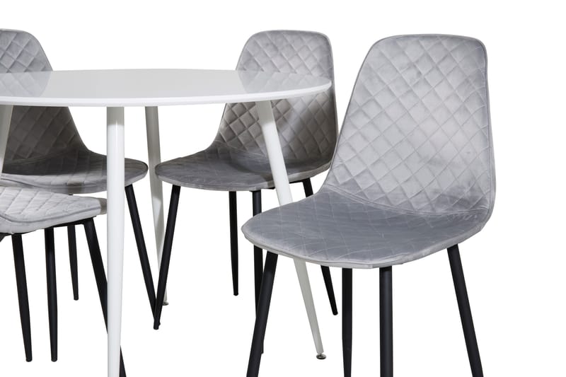 Ridones Matgrupp 100 cm Rund inkl 4 Ypas Stolar - Vit/Grå/Svart - Möbler - Matplats - Matgrupp & matbord med stolar