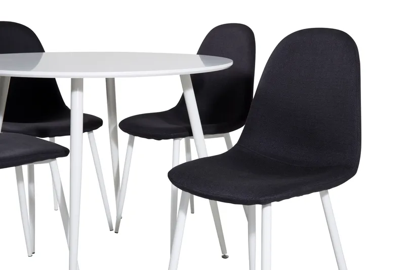Ridones Matgrupp 100 cm Rund inkl 4 Ypas Stolar - Vit/Svart - Möbler - Matplats - Matgrupp & matbord med stolar