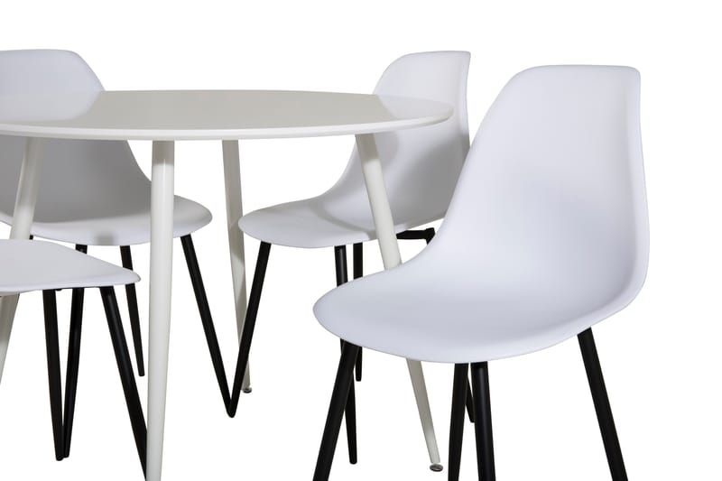 Ridones Matgrupp 100 cm Rund inkl 4 Ypas Stolar - Vit/Svart - Möbler - Matplats - Matgrupp & matbord med stolar