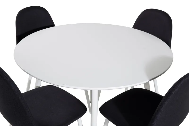 Ridones Matgrupp 100 cm Rund inkl 4 Ypas Stolar - Vit/Svart - Möbler - Matplats - Matgrupp & matbord med stolar