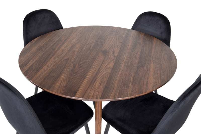 Ridones Matgrupp 100 cm Rund inkl 4 Pontus Stolar - Brun/Svart - Möbler - Matplats - Matgrupp & matbord med stolar