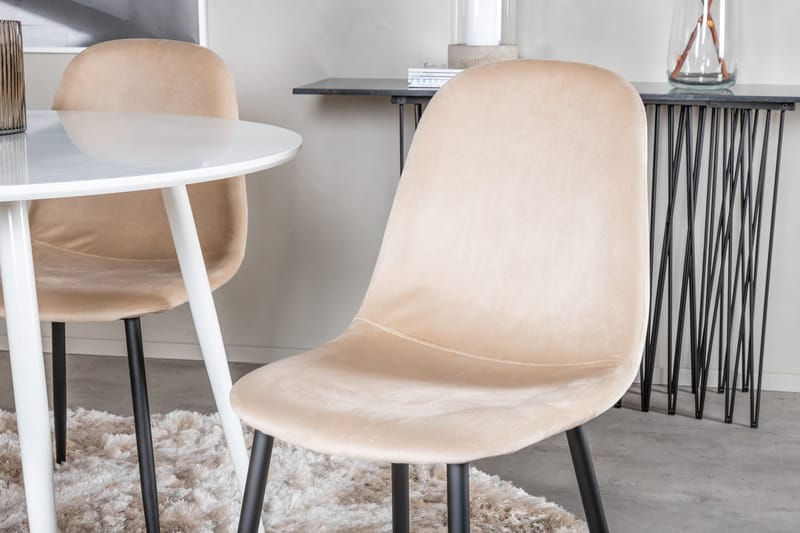 Ridones Matgrupp 100 cm Rund inkl 4 Pontus Stolar - Vit/Svart/Beige - Möbler - Matplats - Matgrupp & matbord med stolar