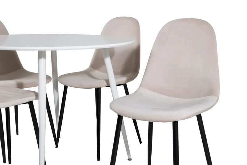 Ridones Matgrupp 100 cm Rund inkl 4 Pontus Stolar - Vit/Svart/Beige - Möbler - Matplats - Matgrupp & matbord med stolar