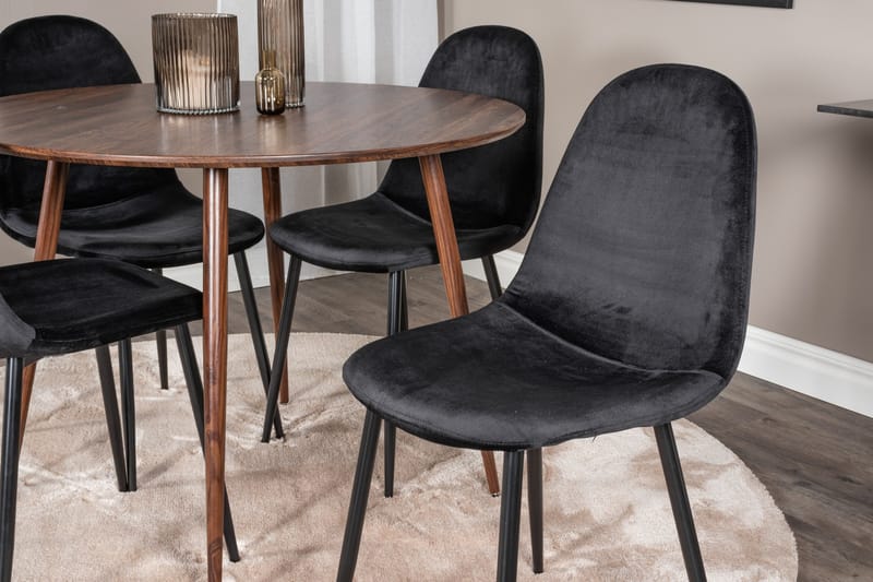 Ridones Matgrupp 100 cm Rund inkl 4 Pontus Stolar - Brun/Svart - Möbler - Matplats - Matgrupp & matbord med stolar