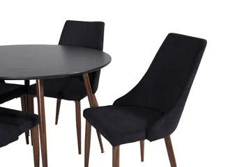 Ridones Matgrupp Runt inkl 4 Campomar Stolar - Svart/Brun - Möbler - Matplats - Matgrupp & matbord med stolar