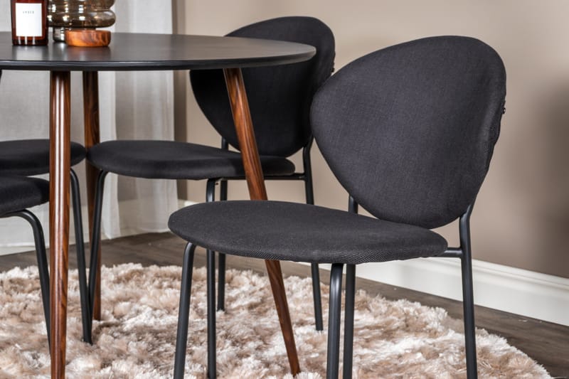 Ridones Matgrupp Runt inkl 4 Moncoll Stolar - Svart/Brun - Möbler - Matplats - Matgrupp & matbord med stolar
