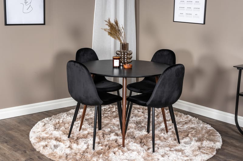Ridones Matgrupp Runt inkl 4 Pontus Stolar - Svart/Brun - Möbler - Matplats - Matgrupp & matbord med stolar