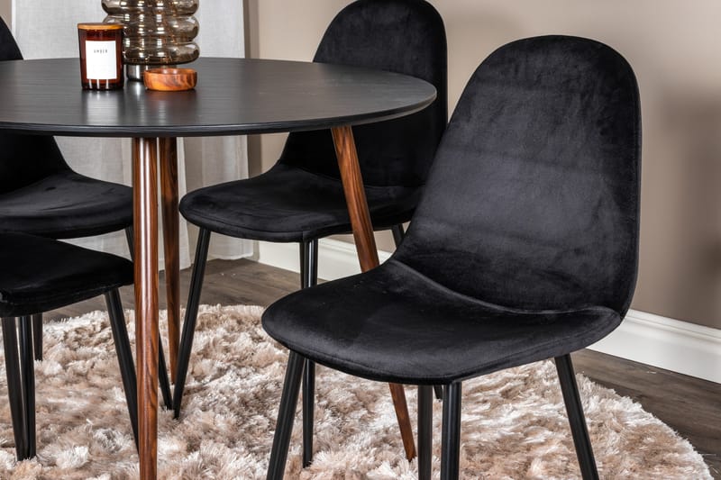 Ridones Matgrupp Runt inkl 4 Pontus Stolar - Svart/Brun - Möbler - Matplats - Matgrupp & matbord med stolar