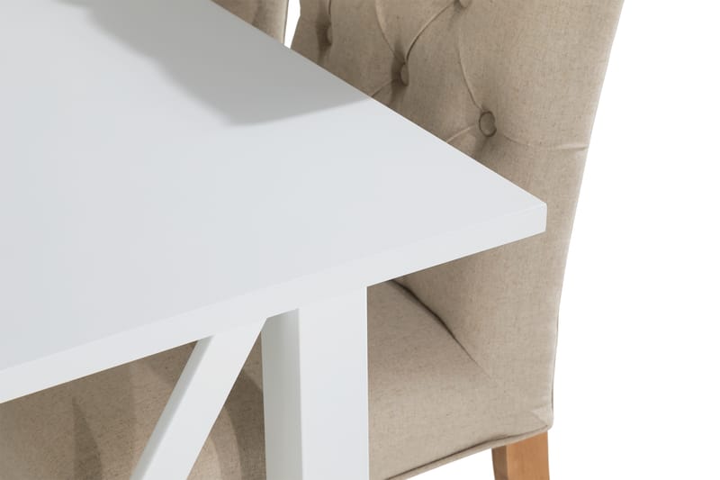 ROSWELL Matbord 150 Vit + 4 JENCA Stol Beige/Trä - Matgrupp & matbord med stolar
