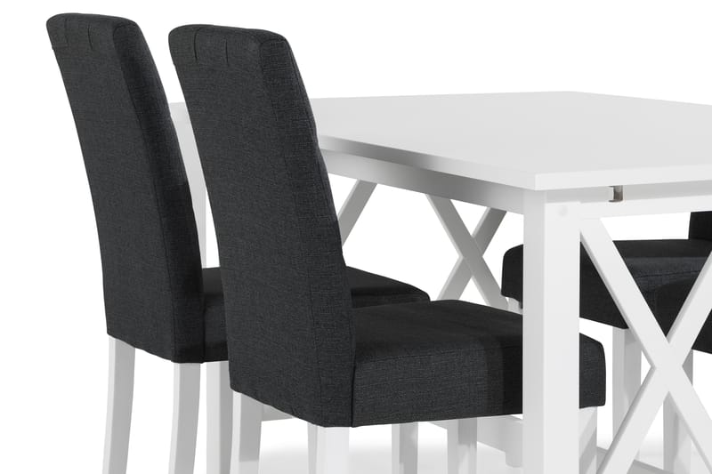 ROSWELL Matbord 150 Vit + 4 STILO Stol Mörkgrå/Vit - Matgrupp & matbord med stolar