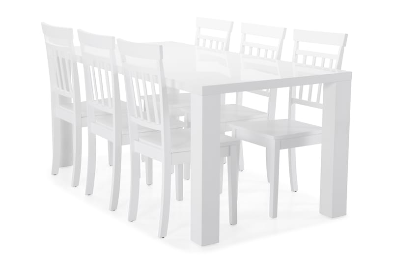 SALA Bord + 6 AMMON Stol Vit - Matgrupp & matbord med stolar