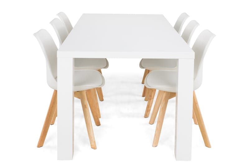 SALA Matbord 160 + 6 SANNA Stol Vit/Ek - Möbler - Matplats - Matgrupp & matbord med stolar