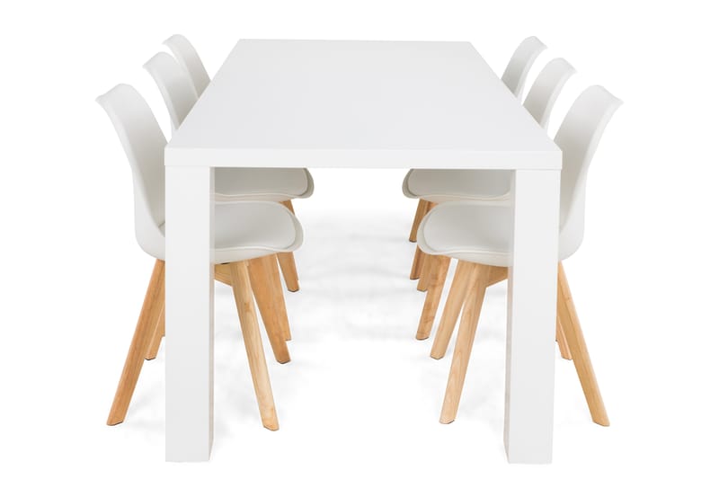 SALA Matbord 160 + 6 SANNA Stol Vit/Ek - Matgrupp & matbord med stolar