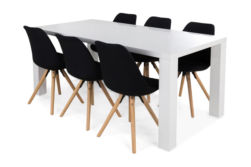 SALA Matbord 160 Vit + 6 MARION Stol Mörkgrå - Matgrupp & matbord med stolar