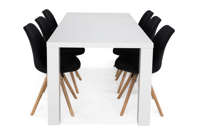 SALA Matbord 160 Vit + 6 MARION Stol Mörkgrå - Matgrupp & matbord med stolar