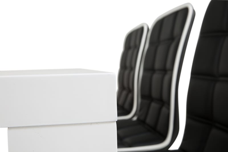 SALA Matbord 180 Vit + 6 DESTIN Stol Svart - Möbler - Matplats - Matgrupp & matbord med stolar