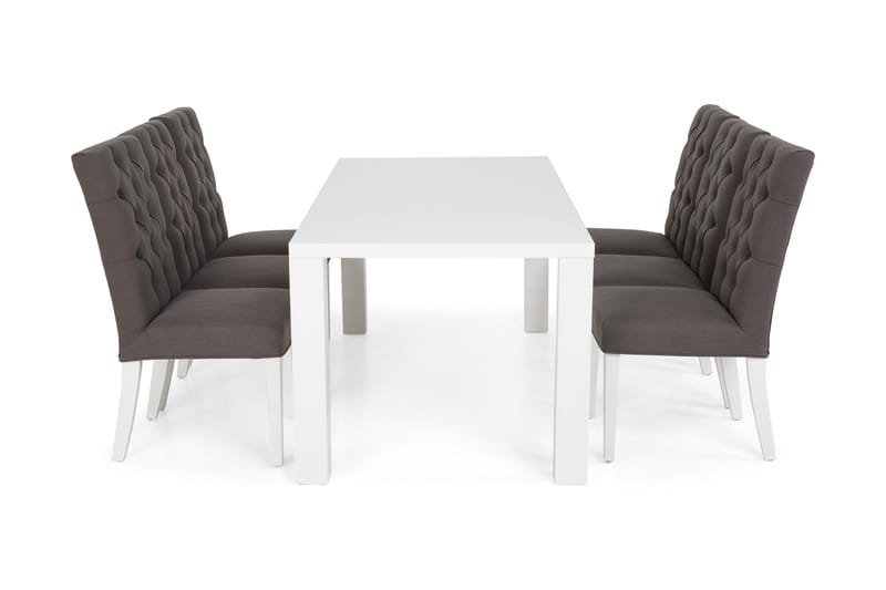 SALA Matbord 180 Vit + 6 JENCA Stol Grå/Vit - Möbler - Matplats - Matgrupp & matbord med stolar