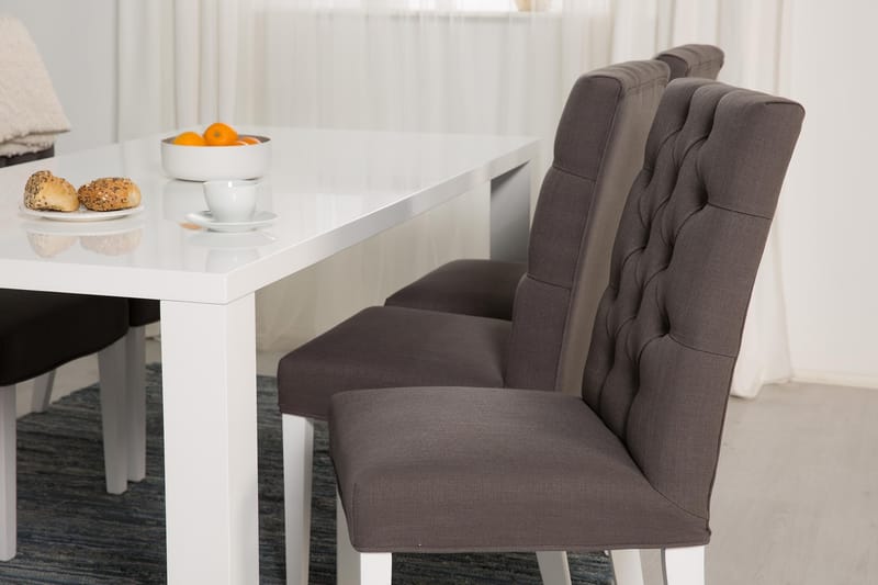 SALA Matbord 180 Vit + 6 JENCA Stol Grå/Vit - Möbler - Matplats - Matgrupp & matbord med stolar