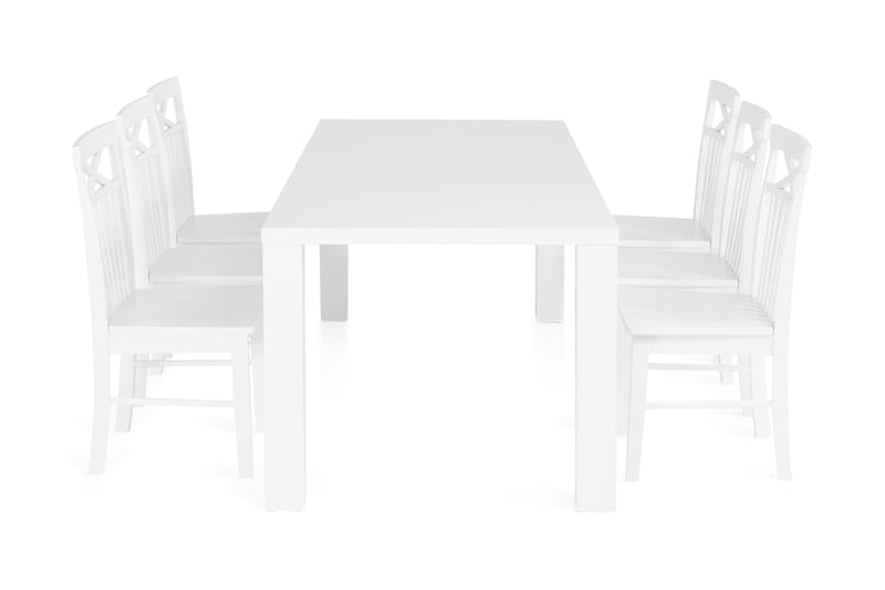 SALA Matbord 180 Vit + 6 MICHIGAN Stol Vit - Matgrupp & matbord med stolar