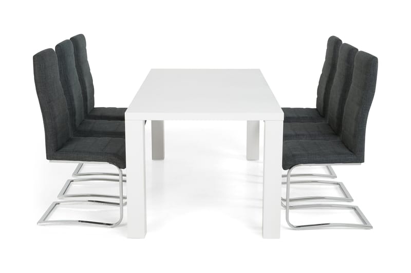 SALA Matbord 180 Vit + 6 SALA Stol Mörkgrå - Matgrupp & matbord med stolar