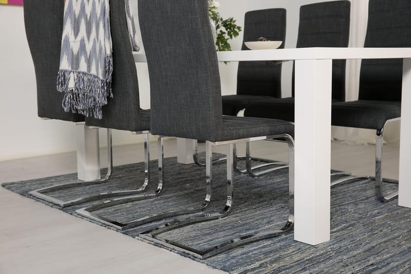 SALA Matbord 180 Vit + 6 SALA Stol Mörkgrå - Möbler - Matplats - Matgrupp & matbord med stolar