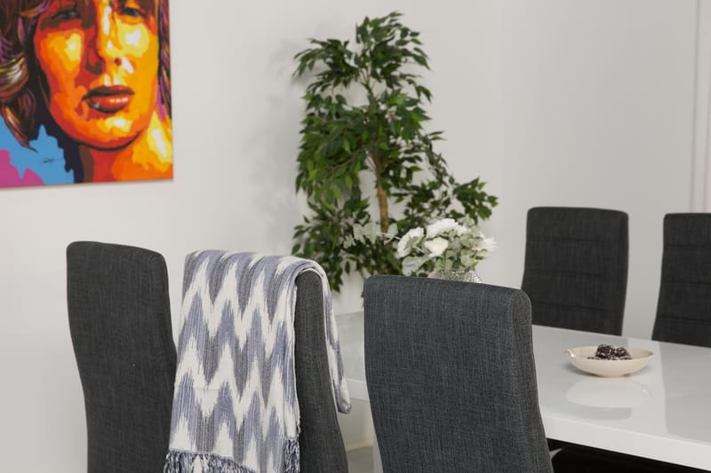 SALA Matbord 180 Vit + 6 SALA Stol Mörkgrå - Möbler - Matplats - Matgrupp & matbord med stolar
