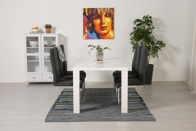 SALA Matbord 180 Vit + 6 SALA Stol Mörkgrå - Möbler - Matplats - Matgrupp & matbord med stolar