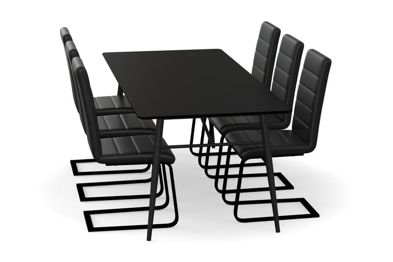 SCHOEFF Matbord 200 cm + 6 st SALA Matstol Konstläder Beige/ - Matgrupp & matbord med stolar