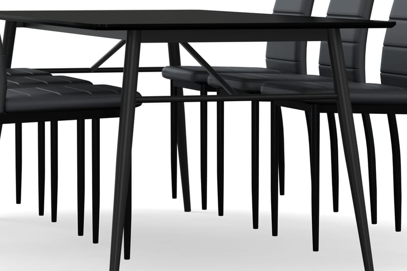 SCHOEFF Matbord 200 cm Svart med 6st KLEBE Matstol Konstläde - Matgrupp & matbord med stolar