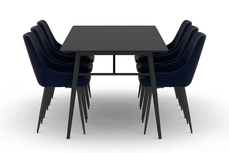 SCHOEFF Matbord 200 cm Svart med 6st VIKEN Köksstol - Matgrupp & matbord med stolar