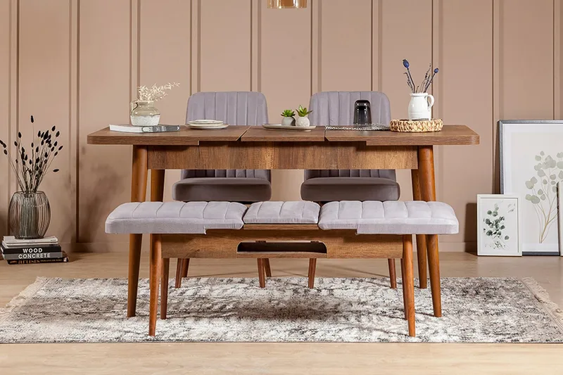 Shundrea Matgrupp 4 delar 75 cm - Valnöt - Möbler - Matplats - Matgrupp & matbord med stolar