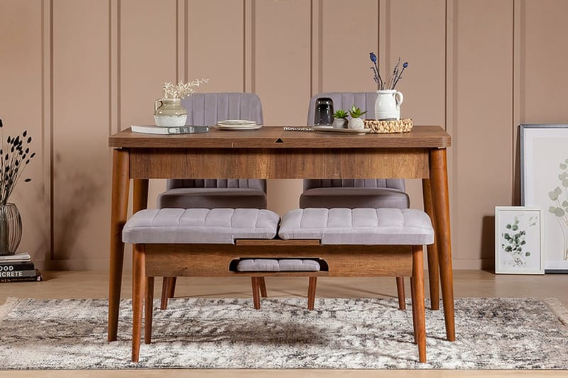 Shundrea Matgrupp 4 delar 75 cm, Valnöt