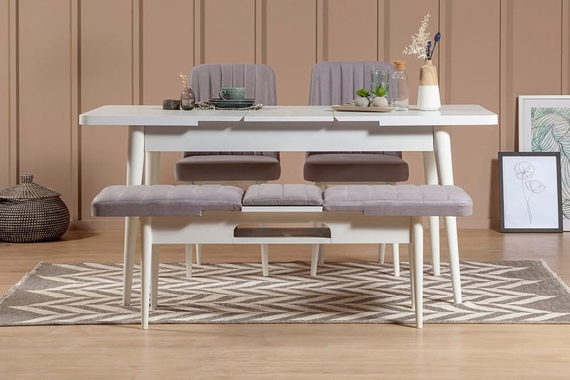 Shundrea Matgrupp 4 delar 75 cm - Vit - Möbler - Matplats - Matgrupp & matbord med stolar