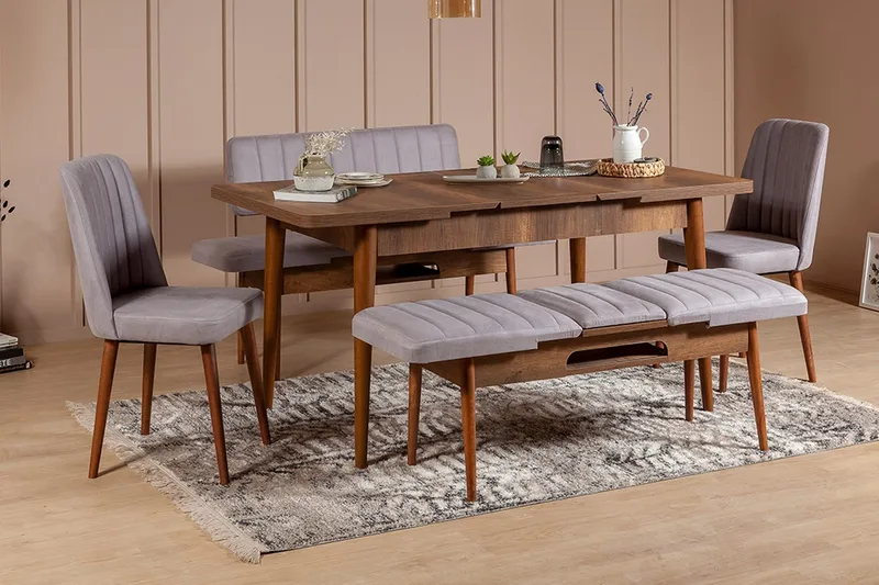 Shundrea Matgrupp 5 delar 75 cm - Valnöt - Möbler - Matplats - Matgrupp & matbord med stolar