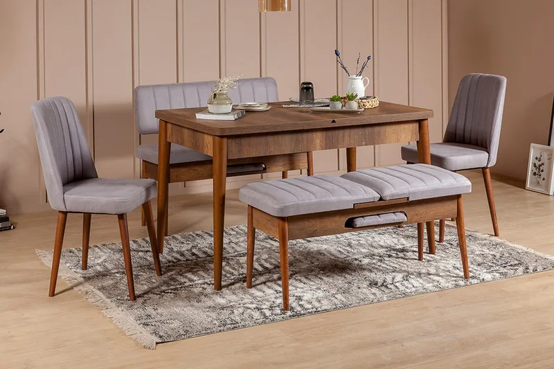 Shundrea Matgrupp 5 delar 75 cm, Valnöt