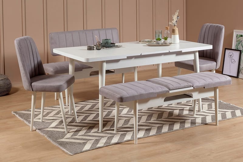 Shundrea Matgrupp 5 delar 75 cm - Vit - Möbler - Matplats - Matgrupp & matbord med stolar