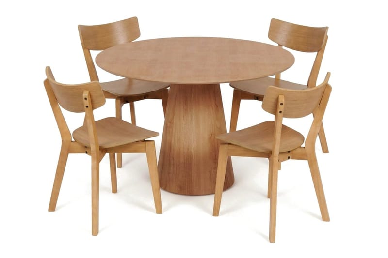 Siena Matgrupp 110 cm runt i Ek med 4 Amelia Matstolar - Ek - Möbler - Matplats - Matgrupp & matbord med stolar