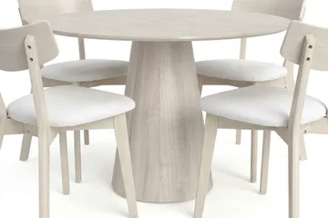 Siena Matgrupp 110 cm runt Vitlaserad med 4 Amelia Matstolar med Dyna - Vitlaserad/Beige - Möbler - Matplats - Matgrupp & matbord med stolar