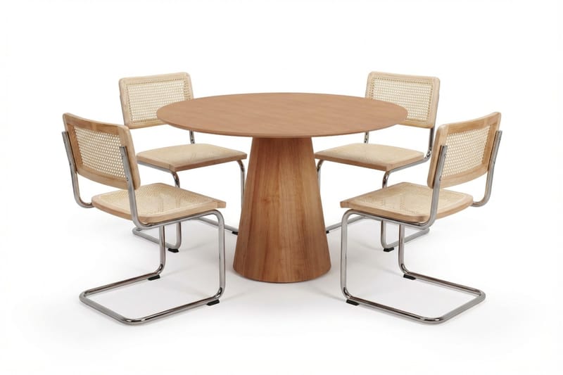 Siena Matgrupp runt 110 cm Ek med 4 Build Matstolar, Ek