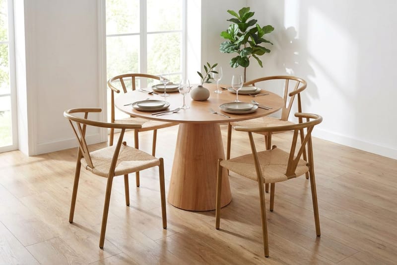 Siena Matgrupp runt 110 cm Ek med 4 Elysia Matstolar - Ek - Möbler - Matplats - Matgrupp & matbord med stolar