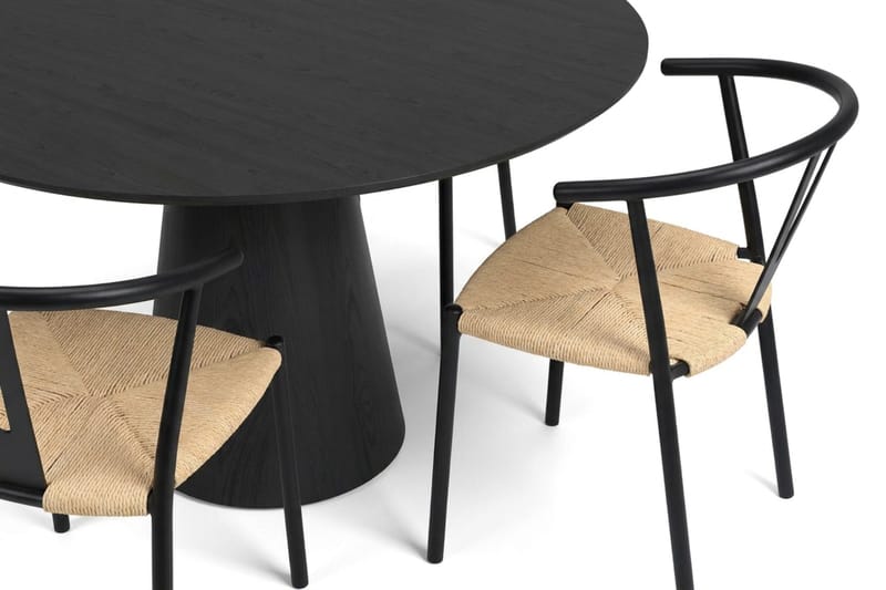 Siena Matgrupp runt 110 cm Svart med 4 Elysia Matstolar - Svart - Möbler - Matplats - Matgrupp & matbord med stolar