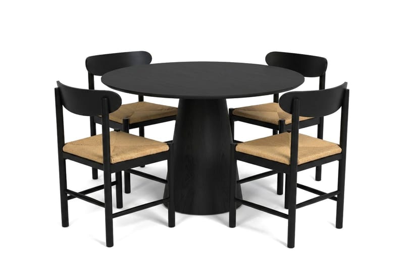 Siena Matgrupp runt 110 cm Svart med 4 Malte Matstolar - Möbler - Matplats - Matgrupp & matbord med stolar