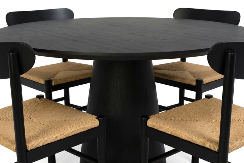 Siena Matgrupp runt 110 cm Svart med 4 Malte Matstolar - Möbler - Matplats - Matgrupp & matbord med stolar