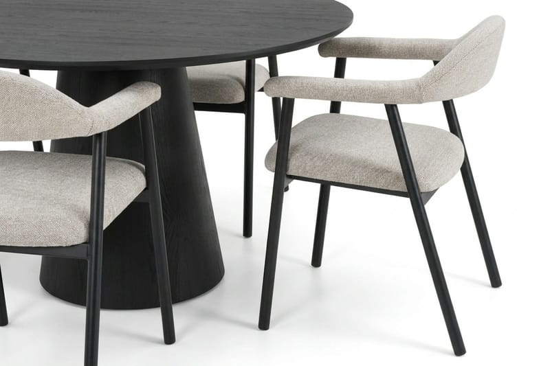 Siena Matgrupp runt 110 cm Svart med 4 Ronja Matstolar - Beige/Svart - Möbler - Matplats - Matgrupp & matbord med stolar
