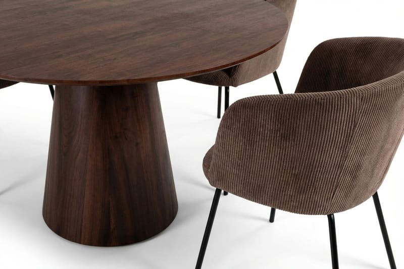 Siena Matgrupp runt 110 cm Valnöt med 4 Berit Matstolar - Valnöt - Möbler - Matplats - Matgrupp & matbord med stolar